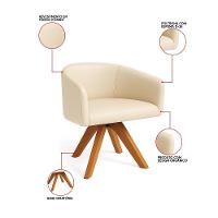 Poltrona Sala Base Giratória Madeira Arielle Sintético D03 - D'rossi Bege - 3
