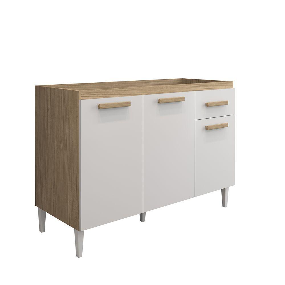 Balcão Cozinha Sem Tampo 120cm Para Pia Grazieli A09 - D'rossi Atacama E Off White - 4