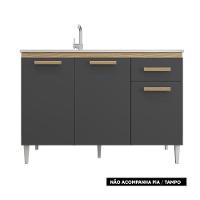 Balcão Cozinha Sem Tampo 120cm Para Pia Grazieli A09 - D'rossi Atacama E Grafite - 3