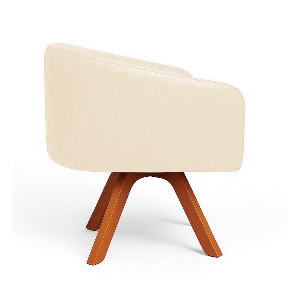 Poltrona Sala Base Giratória Madeira Arielle Sintético Bege D03 - D'rossi - 5