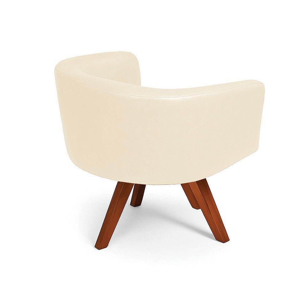 Poltrona Sala Base Giratória Madeira Arielle Sintético Bege D03 - D'rossi - 6