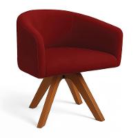 Poltrona Sala Base Giratória Madeira Arielle Veludo D03 - D'rossi Marsala - 2