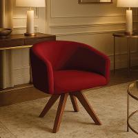 Poltrona Sala Base Giratória Madeira Arielle Veludo Marsala D03 - D'rossi - 1