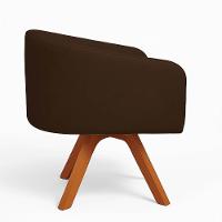 Poltrona Sala Base Giratória Madeira Arielle Suede Marrom D03 - D'rossi - 5