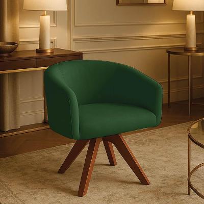 Poltrona Sala Base Giratória Madeira Arielle Suede D03 - D'rossi Verde