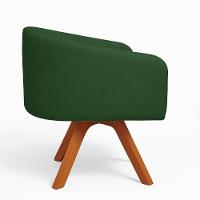 Poltrona Sala Base Giratória Madeira Arielle Suede D03 - D'rossi Verde - 5
