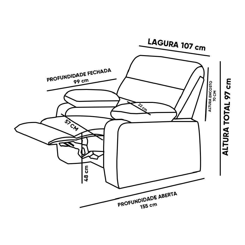 Poltrona Do Papai Reclinável Retrátil Naaman Sintético Pu Marrom K01 - D'rossi - 4