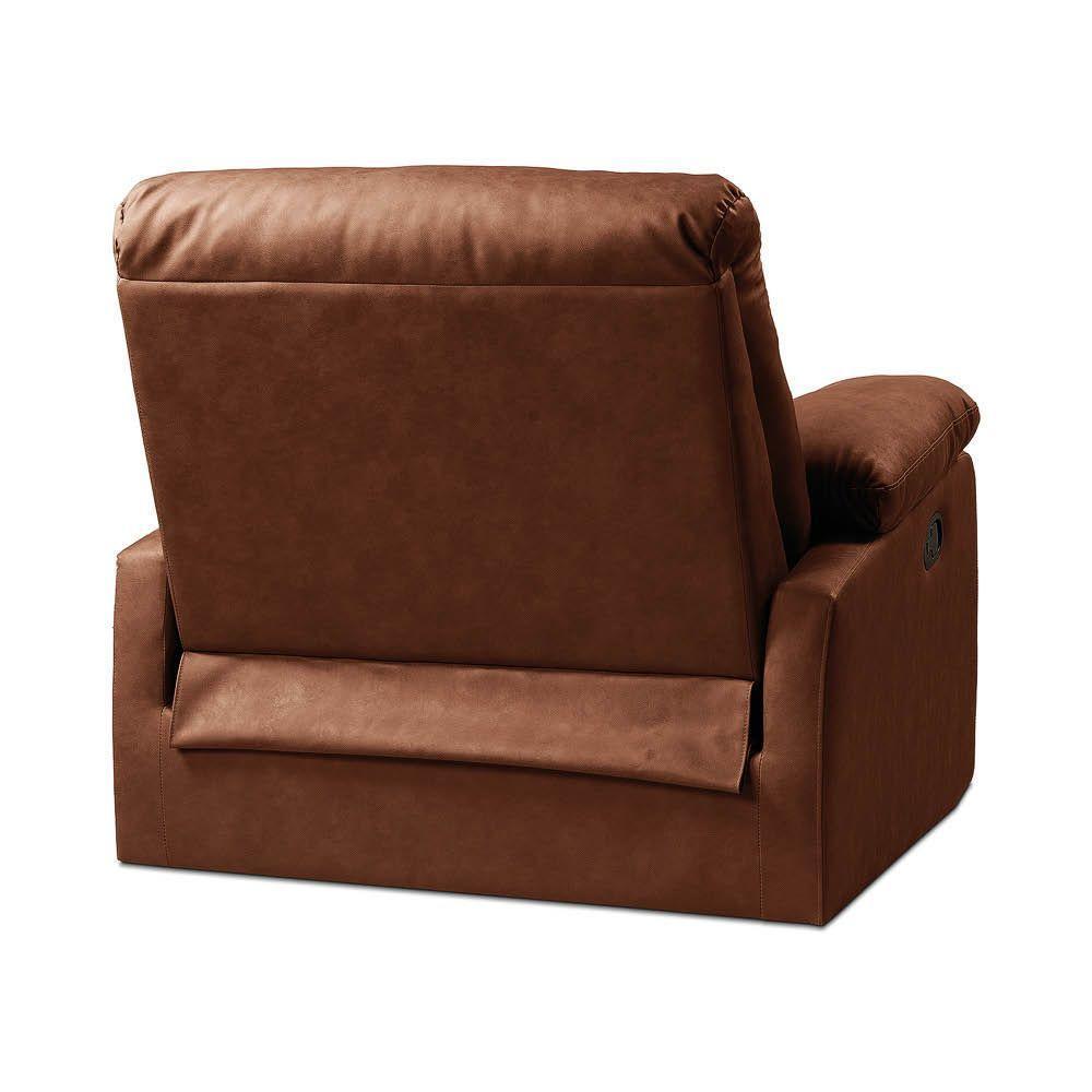 Poltrona Do Papai Reclinável Retrátil Naaman Sintético Pu Marrom K01 - D'rossi - 7