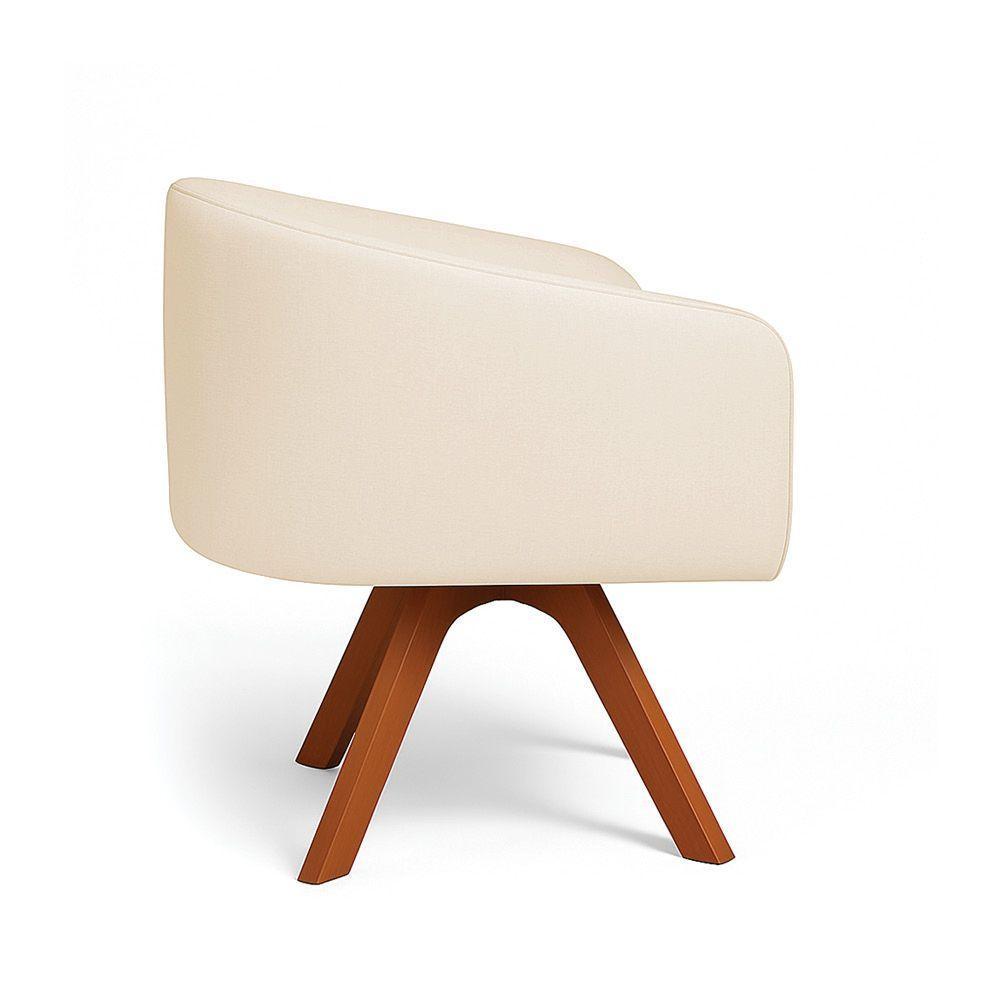 Poltrona Sala Base Giratória Madeira Arielle Linho D03 - D'rossi Bege - 5