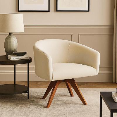 Poltrona Sala Base Giratória Madeira Arielle Linho D03 - D'rossi Bege