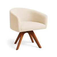 Poltrona Sala Base Giratória Madeira Arielle Linho D03 - D'rossi Bege - 2