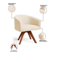 Poltrona Sala Base Giratória Madeira Arielle Linho D03 - D'rossi Bege - 3