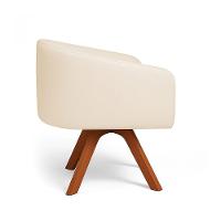 Poltrona Sala Base Giratória Madeira Arielle Linho D03 - D'rossi Bege - 5