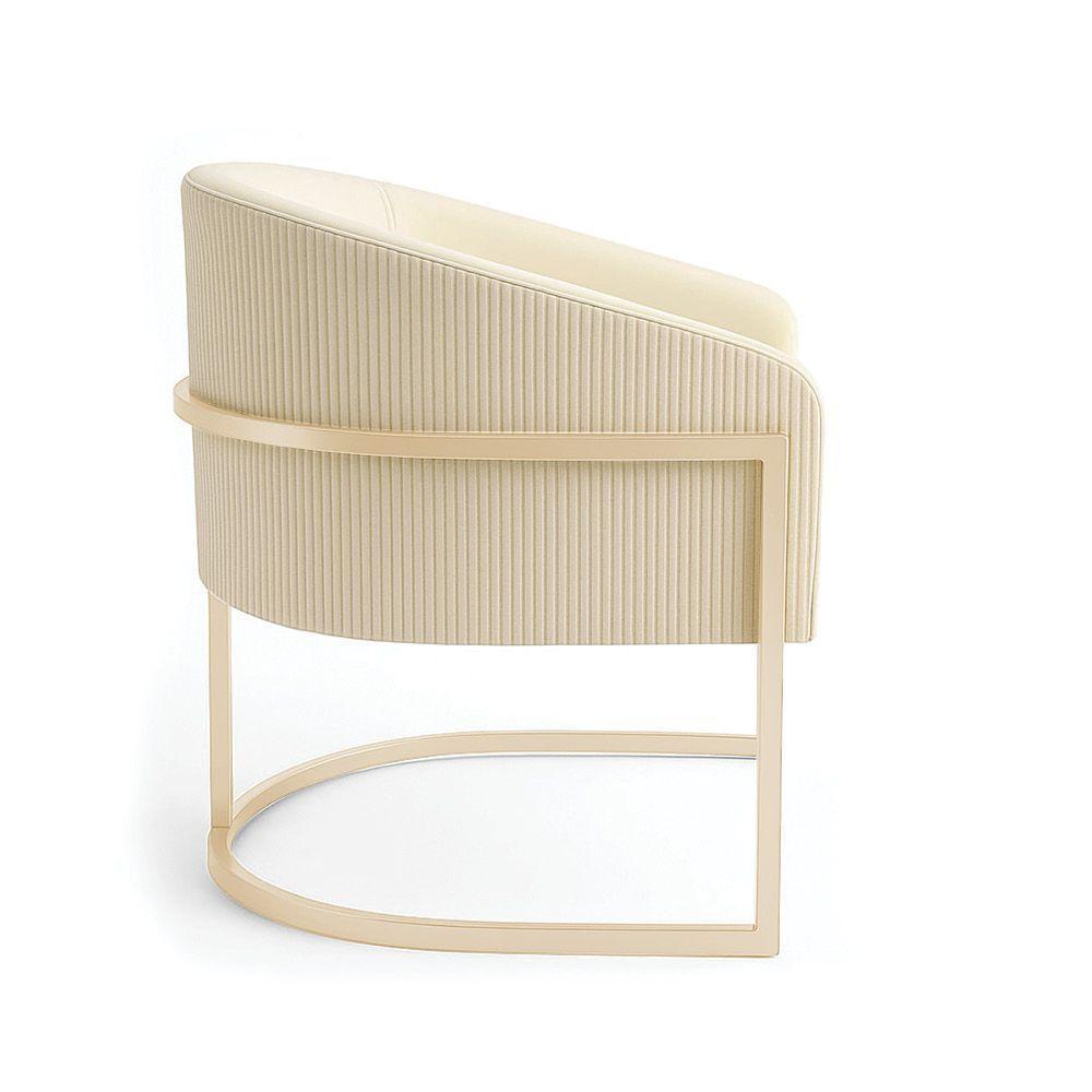 Poltrona Sala Industrial Champanhe Kit 2 Arielle Veludo Cotelê D03 - D'rossi Bege - 6