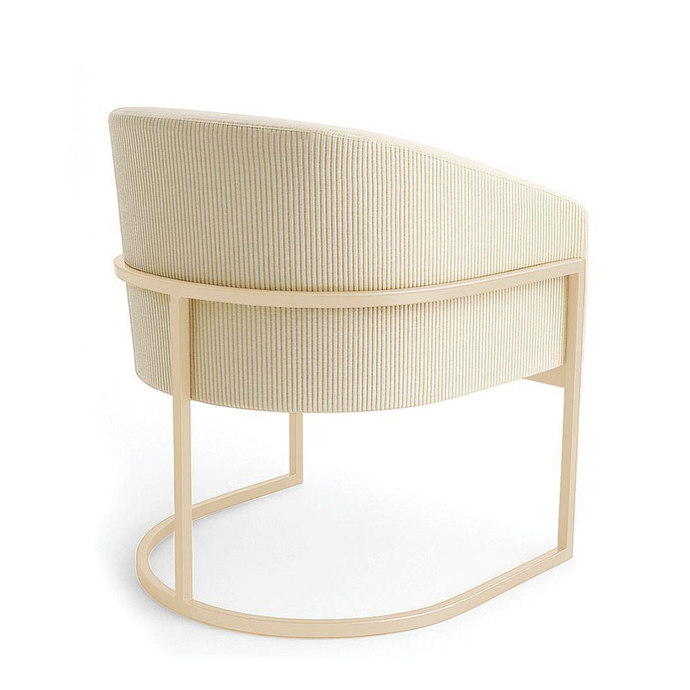 Poltrona Sala Industrial Champanhe Kit 2 Arielle Veludo Cotelê D03 - D'rossi Bege - 7