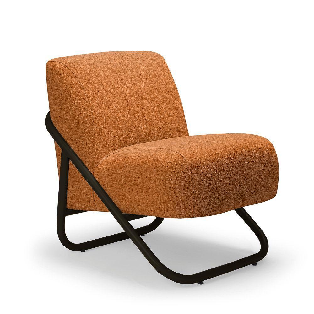 Poltrona Sala Estar Industrial Preto Kit 2 Martina Bouclê K01 - D'rossi Caramelo - 5