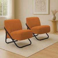 Poltrona Sala Estar Industrial Preto Kit 2 Martina Bouclê K01 - D'rossi Caramelo - 1