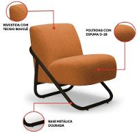 Poltrona Sala Estar Industrial Preto Kit 2 Martina Bouclê K01 - D'rossi Caramelo - 3