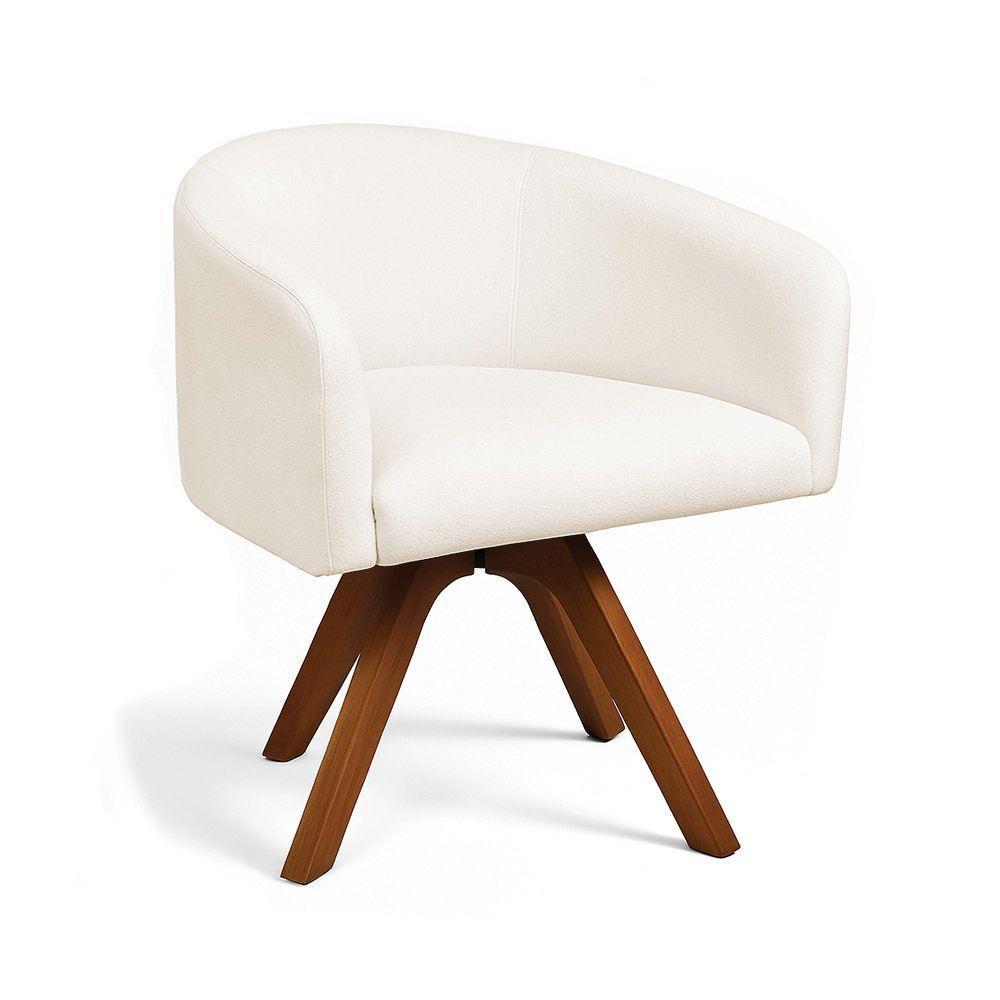 Poltrona Sala Base Giratória Madeira Arielle Bouclê Pistache D03 - D'rossi - 2