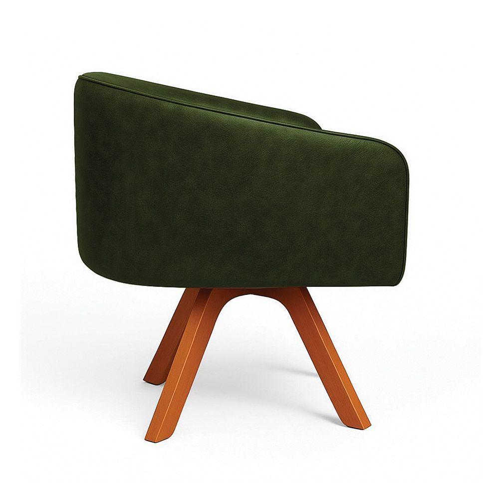 Poltrona Sala Base Giratória Madeira Arielle Sintético Pu Verde D03 - D'rossi - 5