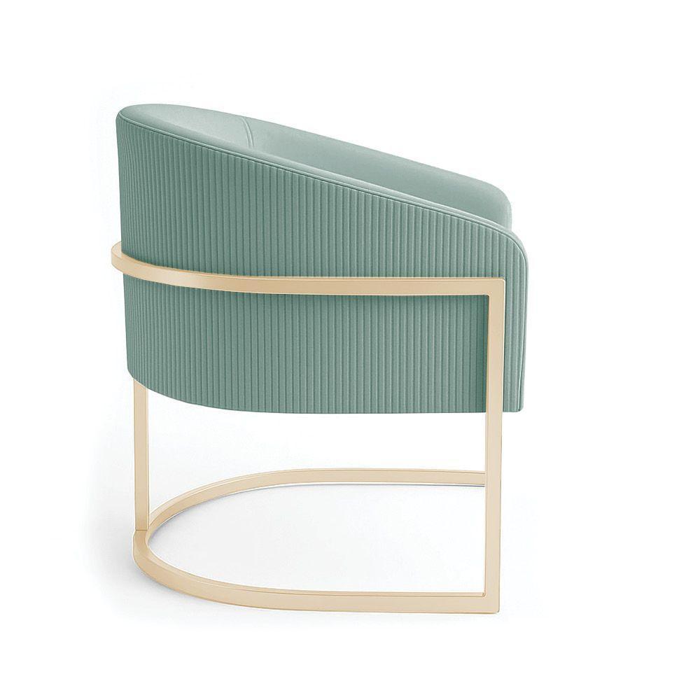 Poltrona Sala Industrial Champanhe Arielle Veludo Cotelê D03 - D'rossi Menta - 5