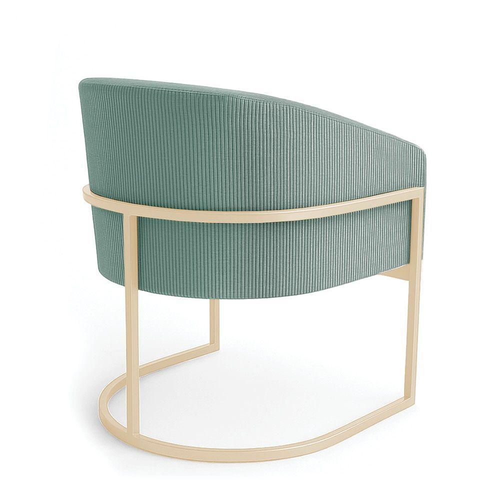 Poltrona Sala Industrial Champanhe Arielle Veludo Cotelê D03 - D'rossi Menta - 6