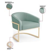 Poltrona Sala Industrial Champanhe Arielle Veludo Cotelê D03 - D'rossi Menta - 3