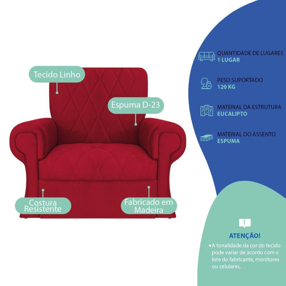 Poltrona Natalina Papai Noel Santa Claus Suede Vermelho - 4