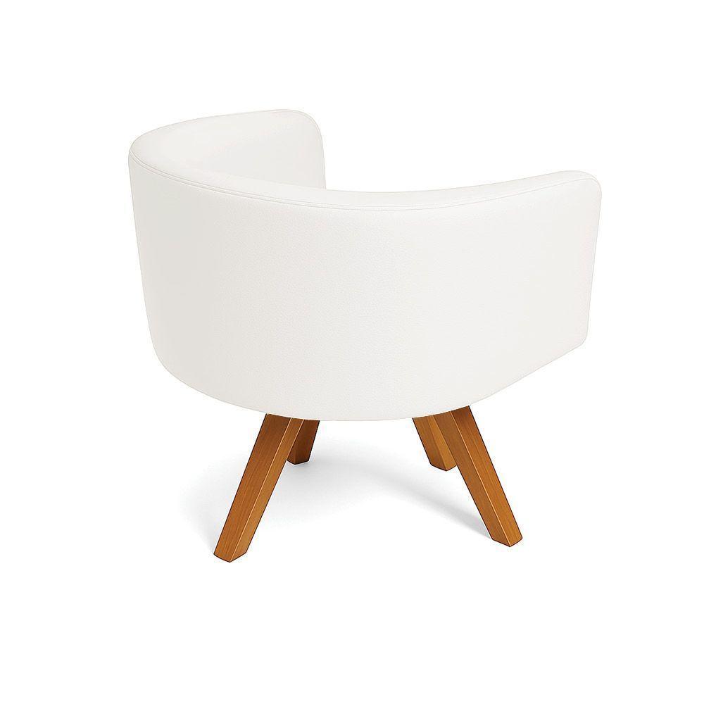 Poltrona Sala Base Giratória Madeira Arielle Sintético D03 - D'rossi Branco - 6