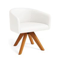 Poltrona Sala Base Giratória Madeira Arielle Sintético D03 - D'rossi Branco - 2