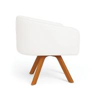 Poltrona Sala Base Giratória Madeira Arielle Sintético D03 - D'rossi Branco - 5