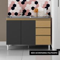 Balcão Cozinha Sem Tampo 120cm Para Pia Paolla A09 - D'rossi Atacama E Grafite - 1