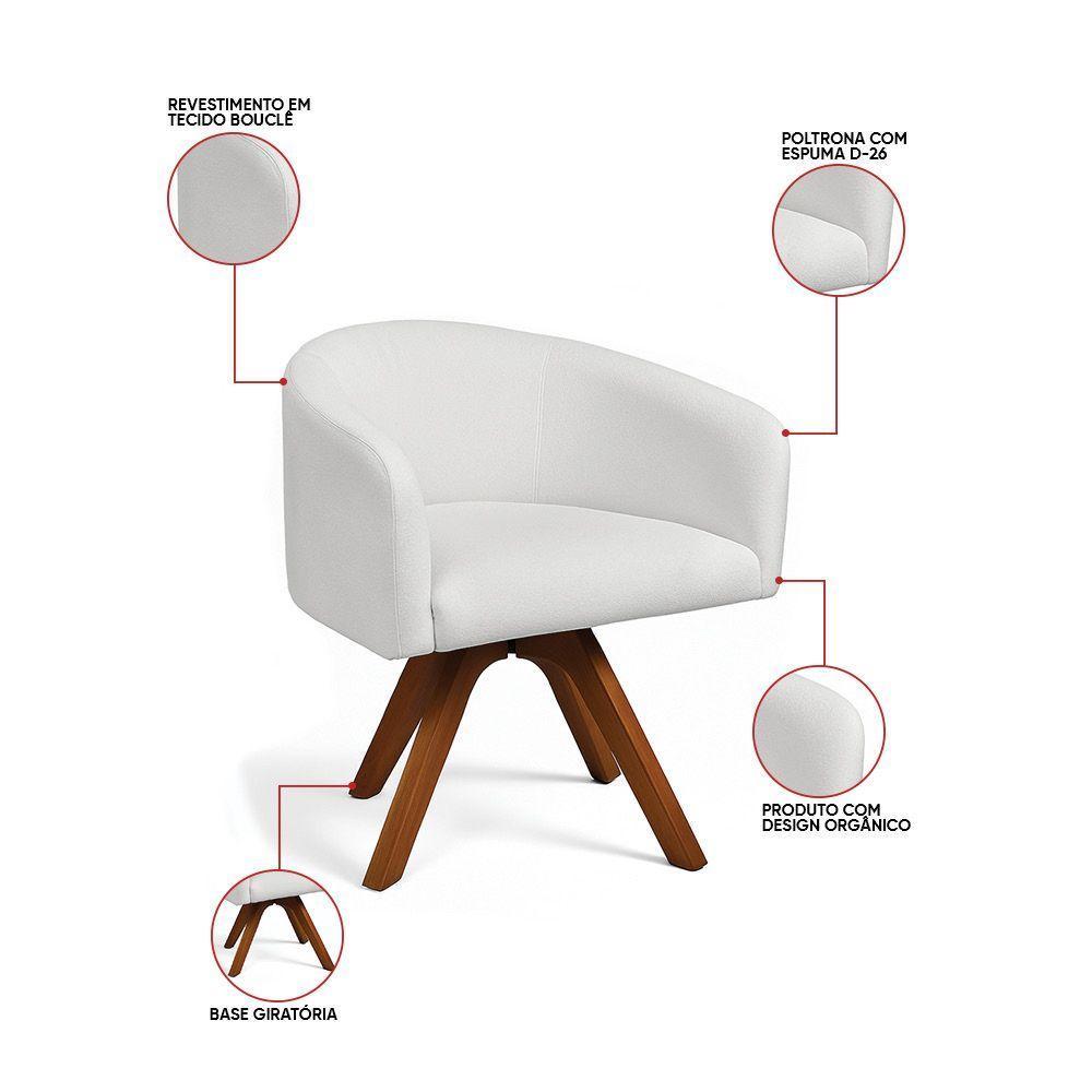 Poltrona Sala Base Giratória Madeira Arielle Bouclê D03 - D'rossi Cinza - 3