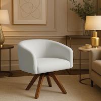 Poltrona Sala Base Giratória Madeira Arielle Bouclê D03 - D'rossi Cinza - 1