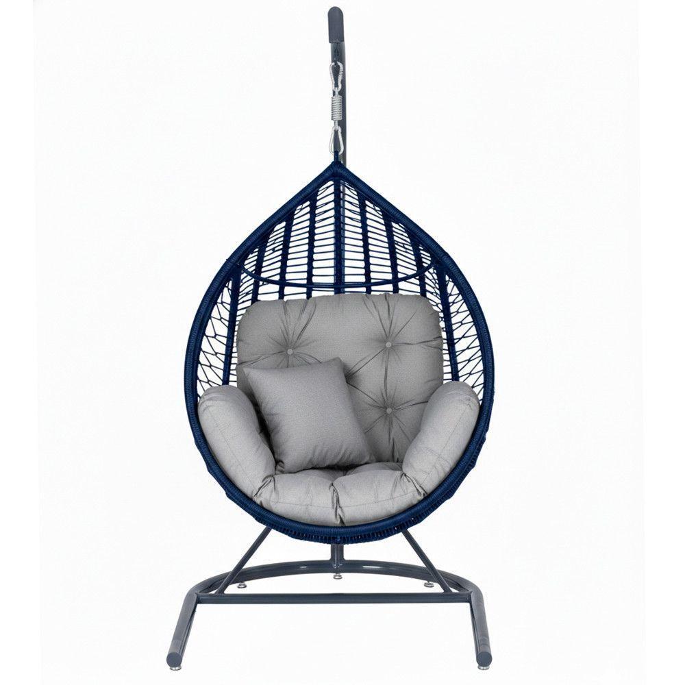 Balanço Gota Suspenso Corda Náutica Para área E Jardim Trama Azul Marinho - 1