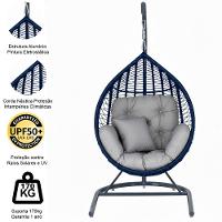 Balanço Gota Suspenso Corda Náutica Para área E Jardim Trama Azul Marinho - 3