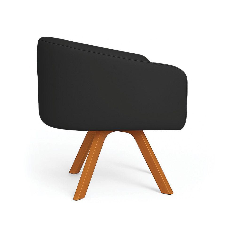 Poltrona Sala Base Giratória Madeira Arielle Sintético Preto D03 - D'rossi - 5