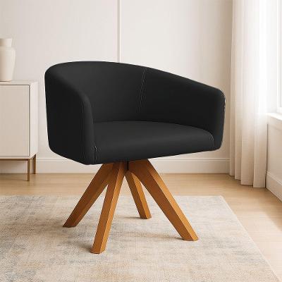 Poltrona Sala Base Giratória Madeira Arielle Sintético Preto D03 - D'rossi