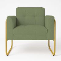 Poltrona Sala Industrial Alta Tubo Dourado Kit 2 Elisa Bouclê Pistache D03 - D'rossi - 5