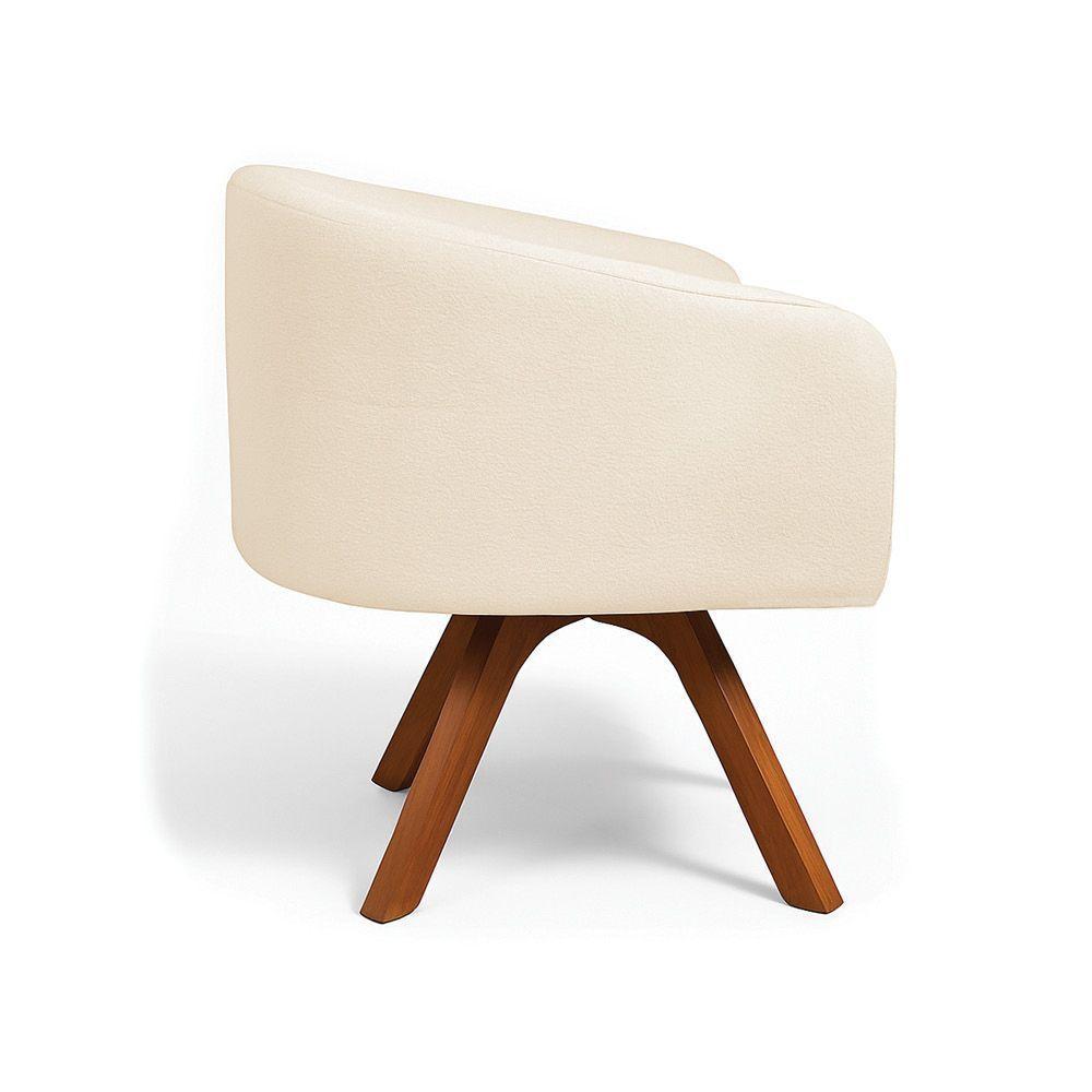 Poltrona Sala Base Giratória Madeira Arielle Bouclê Bege D03 - D'rossi - 5