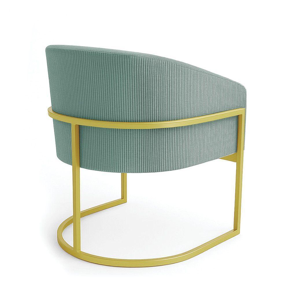 Poltrona Sala Industrial Dourada Kit 2 Arielle Veludo Cotelê D03 - D'rossi Menta - 7