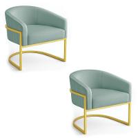Poltrona Sala Industrial Dourada Kit 2 Arielle Veludo Cotelê D03 - D'rossi Menta - 2