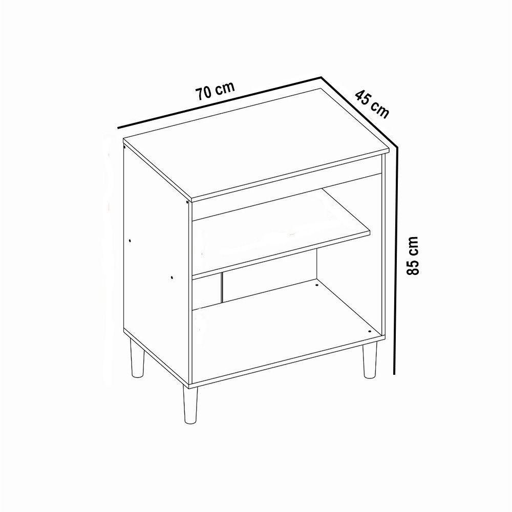 Balcão Cozinha Com Tampo 70cm Com 2 Portas Joana A09 - D'rossi Atacama E Off White - 3