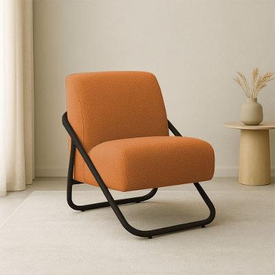 Poltrona Decorativa Martina K01 Industrial Bouclê Caramelo Preto D'Rossi