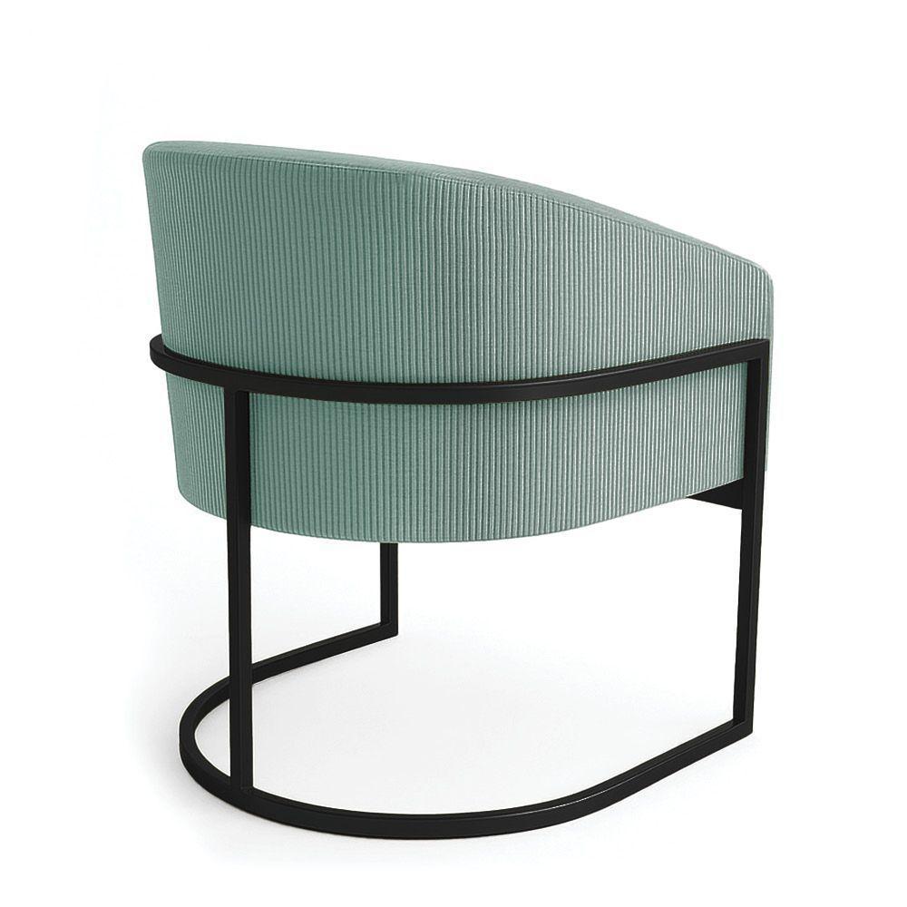 Poltrona Sala Industrial Preto Arielle Veludo Cotelê Menta D03 - D'rossi - 6