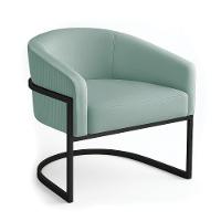 Poltrona Sala Industrial Preto Arielle Veludo Cotelê Menta D03 - D'rossi - 2