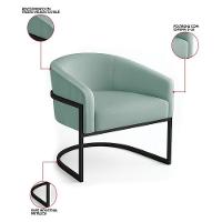 Poltrona Sala Industrial Preto Arielle Veludo Cotelê Menta D03 - D'rossi - 3