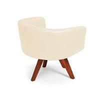 Poltrona Sala Base Giratória Madeira Arielle Sintético Pu D03 - D'rossi Bege - 6