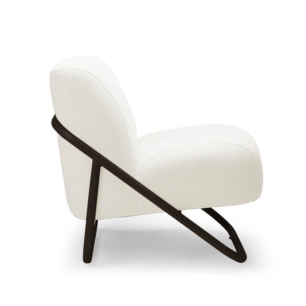 Poltrona Sala Decorativa Industrial Preto Martina Bouclê K01 - D'rossi Off White - 5
