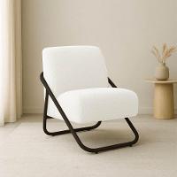 Poltrona Sala Decorativa Industrial Preto Martina Bouclê K01 - D'rossi Off White - 1